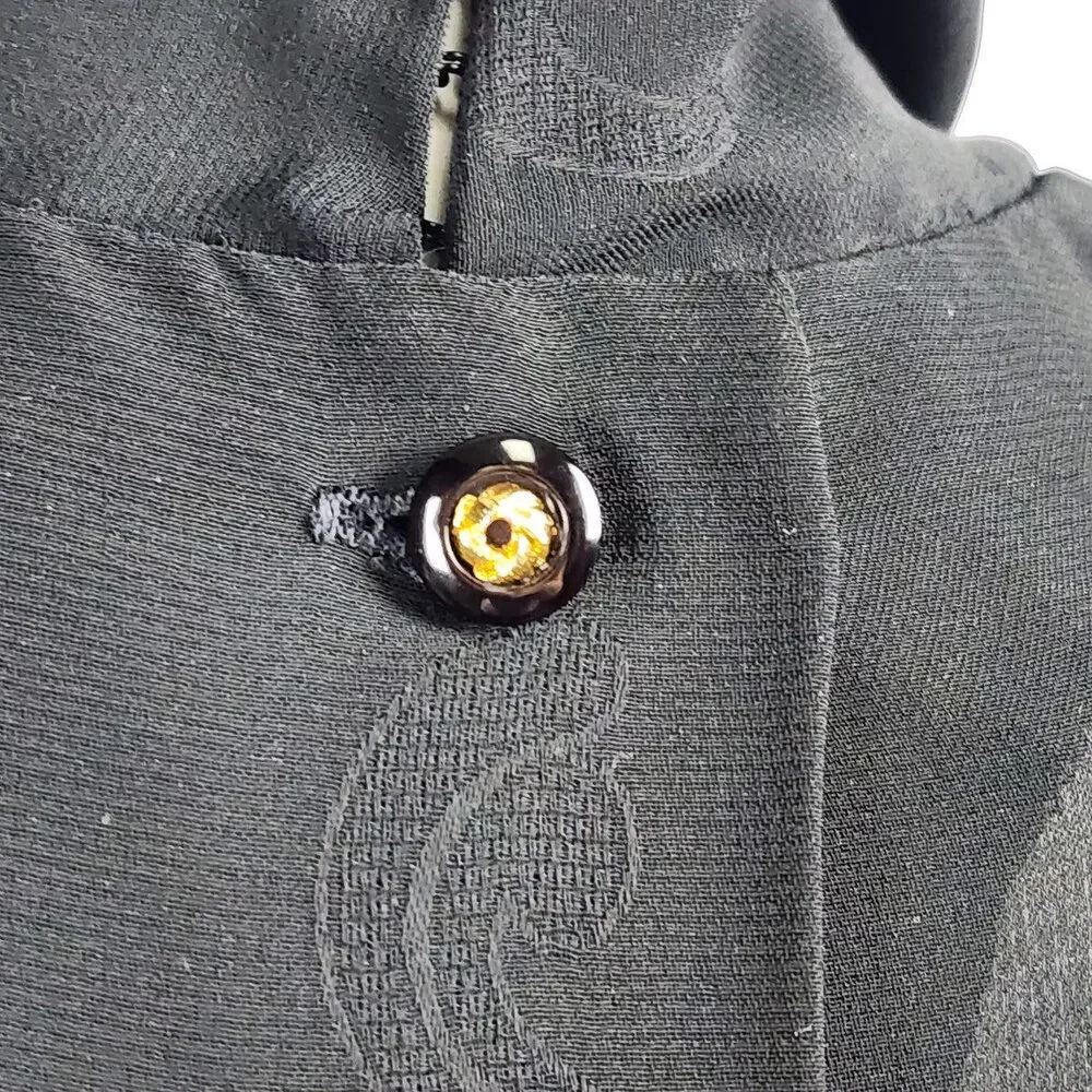 Vintage Black Sheer Neck Tie Back Buttoned Blouse Top Size S - Picture 8 of 9